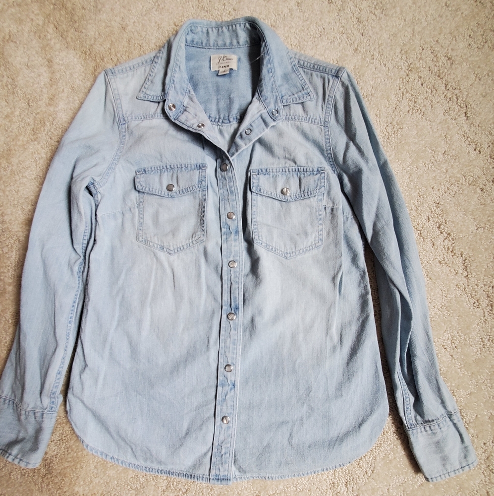 J Crew Blue Lightweight Casual Button Down Shirt